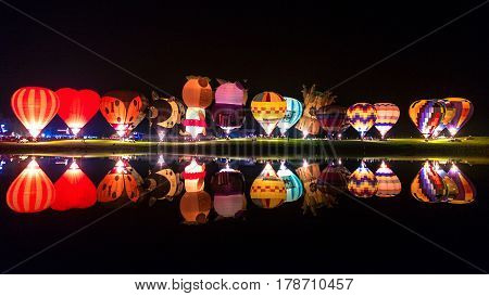 CHIANG RAI THAILAND - FEBRUARY 12 2016: Balloon Magic Night Glow at SINGHA PARK CHIANG RAI BALLOON FIESTA 2016 Chiang rai province Thailand.