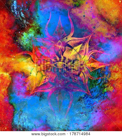 Ornamental mandala in cosmic space, Third Eye Chakra
