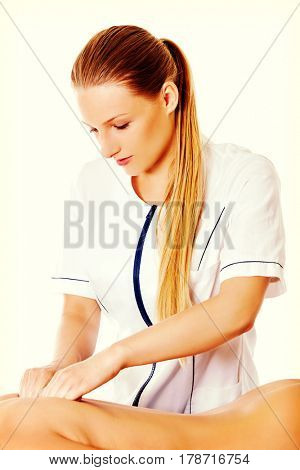 Woman having massage of body in the spa salon. Beauty treatment concept.