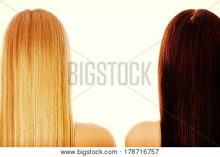 Long hair. Hairstyle. Hair salon. Woman with healthy hair.