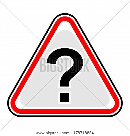 Use it in all your designs. Red and black triangular sticker with question mark sign. Triangle hazard warning danger symbol. Quick and easy recolorable vector illustration