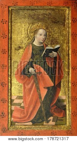 ZAGREB, CROATIA - FEBRUARY 17: St. Catherine of Alexandria, the altarpiece from the parish church of St. Vitus in Vrbovec, on February 17, 2015.