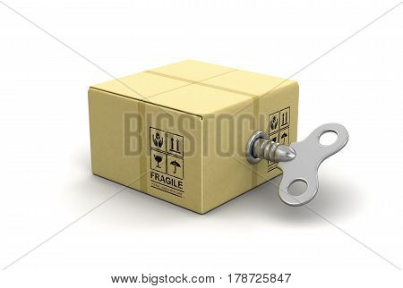 3D illustration. Close package with Windind key. Image with clipping path