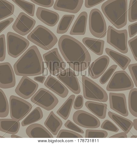 Brown gray stone background. Vector seamless texture of stones. Smooth brown with a gray tint stones.