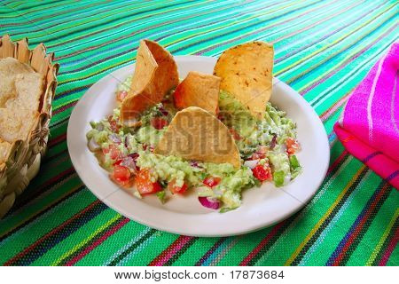 guacamole mexicansk salat med nachos totopos mad i Mexico
