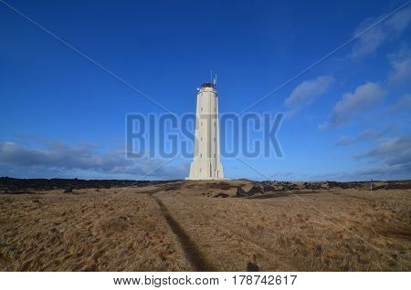 Iceland's Malarrif Lighthouse Towering Over Snaefelssnes Peninsula.