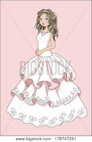 the beautiful girl in a ball evening dress the bride the princess