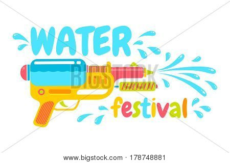 Vector logo for Songkran festival in Thailand. Logo for water festival with gun.