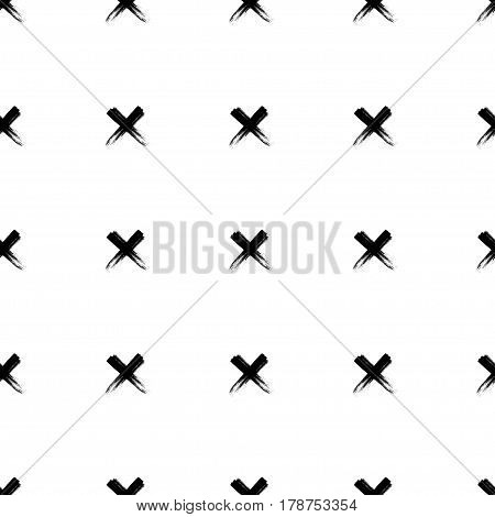 X on white background brush stroke seamless pattern