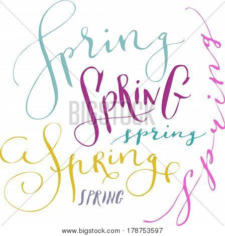 Hand written words vector set spring calligraphy