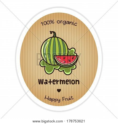 Watermelon label. Vector illustration of a fruit.