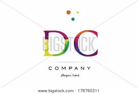 Dc D C  Creative Rainbow Colors Alphabet Letter Logo Icon