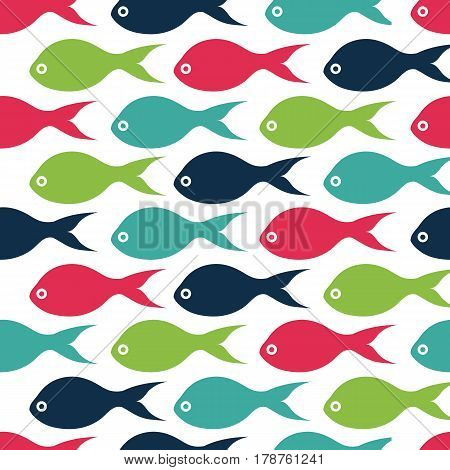 Vector seamless pattern texture with color fishes