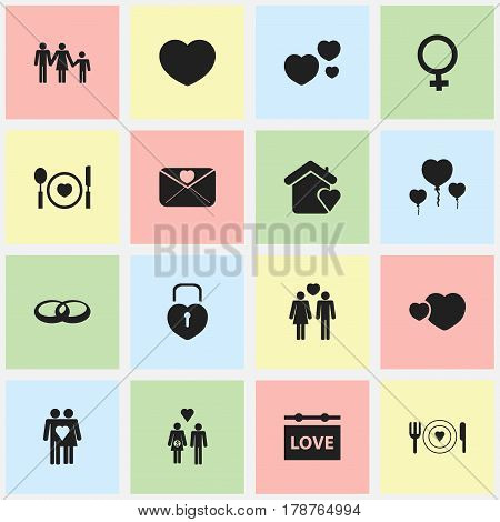 Set Of 16 Editable Heart Icons. Includes Symbols Such As Darling, Wedding, Beloveds And More. Can Be Used For Web, Mobile, UI And Infographic Design.