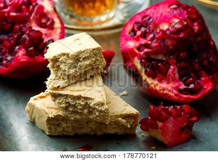 Halvah Traditional east dessertes .  selective focus