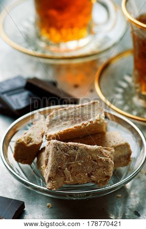 Halvah Traditional east dessertes .  selective focus