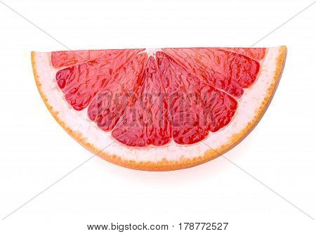 Grapefruit slice - cut of grapefruit citrus fruit isolated on white with clipping path