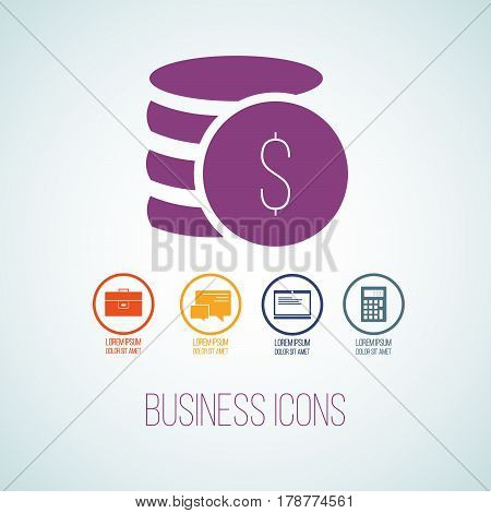 Vector Illustration Of Business Icon In The Form Of Money And Cents. Flat Additional Symbols For Bus