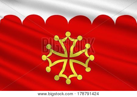 Flag of Gard is a department in southern France in the Occitanie region. 3d illustration