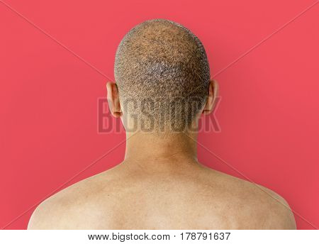 A Man Back View with Skinhead