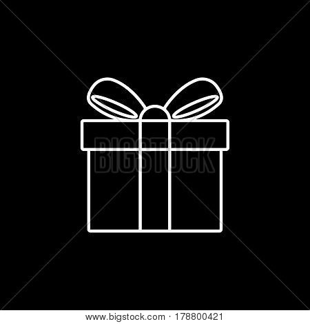 Gift line icon, mother's day, giftbox with ribbon vector graphics, a linear pattern on a black background, eps 10.