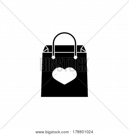 Shopping bag with heart solid icon, mother's day, holiday vector graphics, a filled pattern on a white background, eps 10.