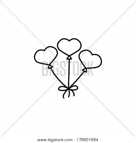 Balloons in the shape of heart line icon, mother's day, love vector graphics, a linear pattern on a white background, eps 10.
