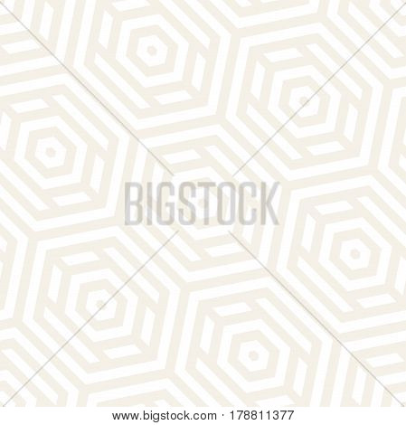 Vector Seamless Pattern. Modern Subtle Geometric Texture. Repeating Lattice Abstract Background. Linear Grid From Striped Hexagonal Elements.