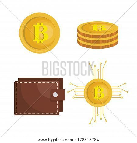 bitcoins trading flat icons vector illustration design