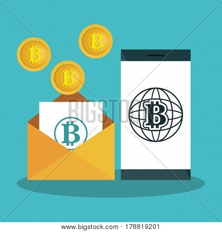 bitcoins trading flat icons vector illustration design