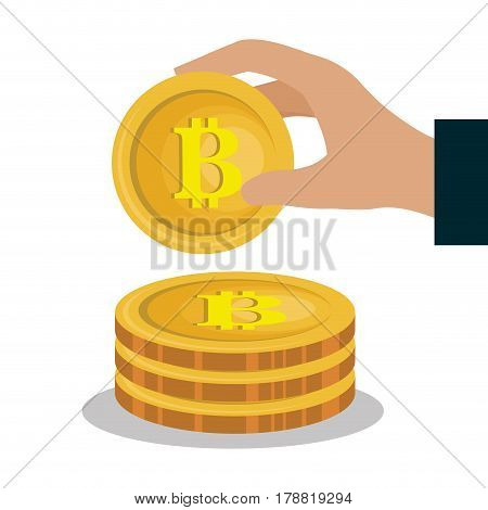 bitcoins trading flat icons vector illustration design