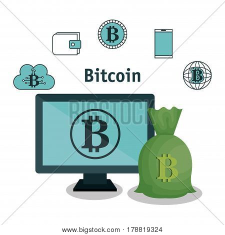 bitcoins trading flat icons vector illustration design