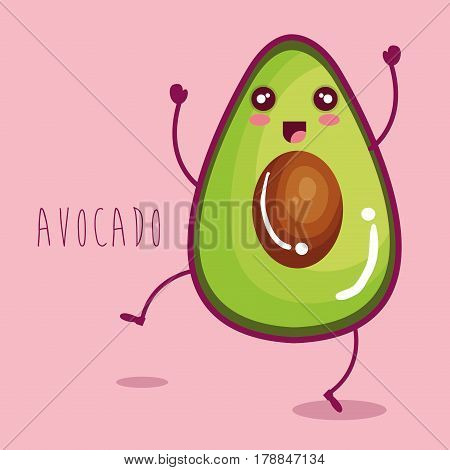 fresh avocado vegetable character vector illustration design