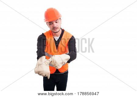 Construction Supervisor Doing Go Back To Work Sign
