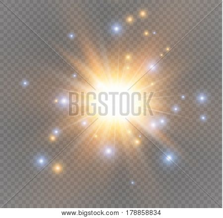 star on a transparent background, light effect, vector illustration. burst with sparkles.Sun.Special effect isolated on transparent background.spark