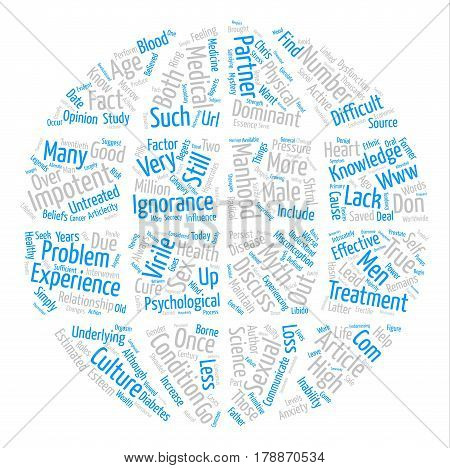 Male Impotence Myths text background word cloud concept