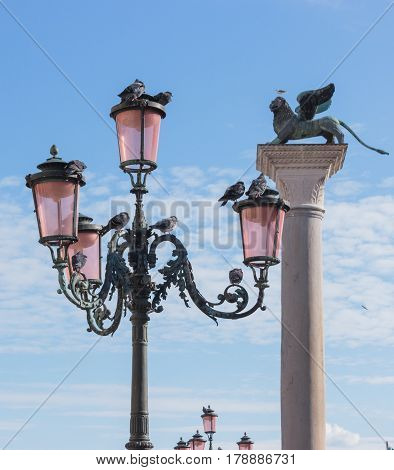 Old town of Venice. View from the bell tower Campanile di San Marco in Verona Italy