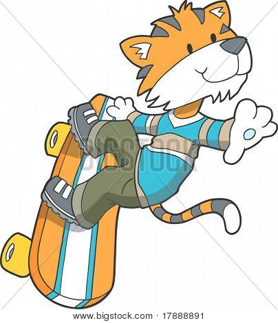 Скейтборд Tiger векторная иллюстрация