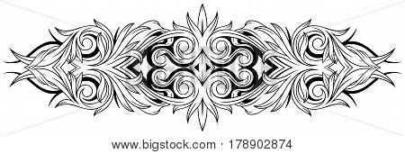 A vector illustration of foral black and white tattoo ornamental pattern design