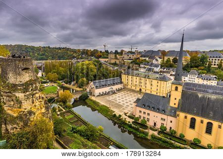 Luxembourg City, Luxembourg - October 22, 2016: Neumunster Abbey In Luxembourg City
