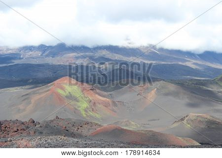 Black And Red Ash, Valley Of Hills, After Volcanic Eruption