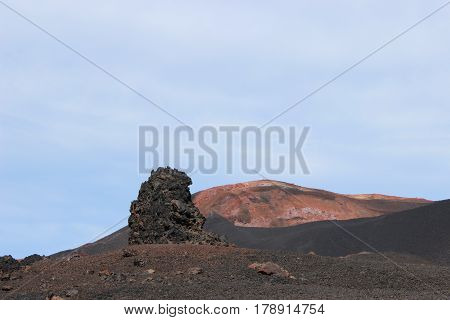 Black And Red Ash, Valley Of Hills, After Volcanic Eruption