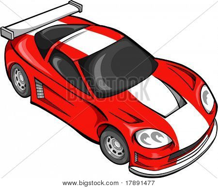 Red Street Car Racer Vector Illustration