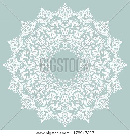 Elegant vector rund white ornament in classic style. Abstract traditional pattern with oriental elements. Classic vintage pattern