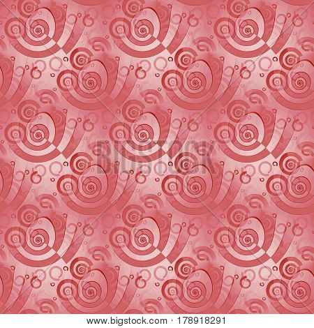 Abstract geometric seamless background. Regular modern spiral pattern pink and pastel red, overlaying, shifty and blurred.
