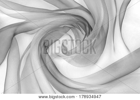 close up of the organza fabric in grey color