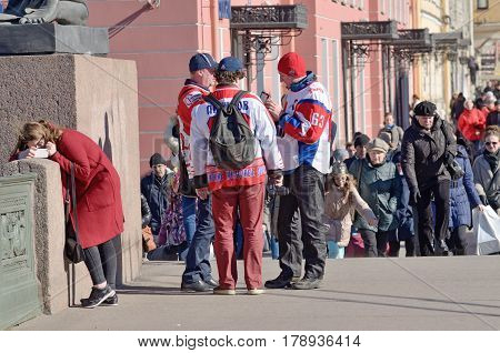 24.03.2017.Russia.Saint-Petersburg.On Nevsky Prospekt crowded at any time of the year.