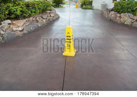 Sign Showing Warning Of Caution Wet Floor