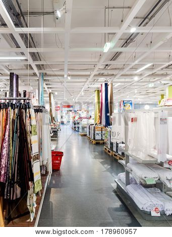 BUCHAREST ROMANIA - APR 1 2016: INterior of KIKA store selling ready-to-assemble furniture kitchen appliances and home accessories