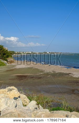Natural beach at Zygi, Cyprus.  Taken in Spring on a bright sunny day.